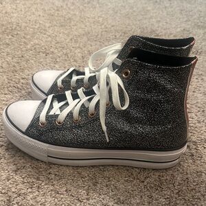 Glitter High Top Converse Sneakers in Black and White